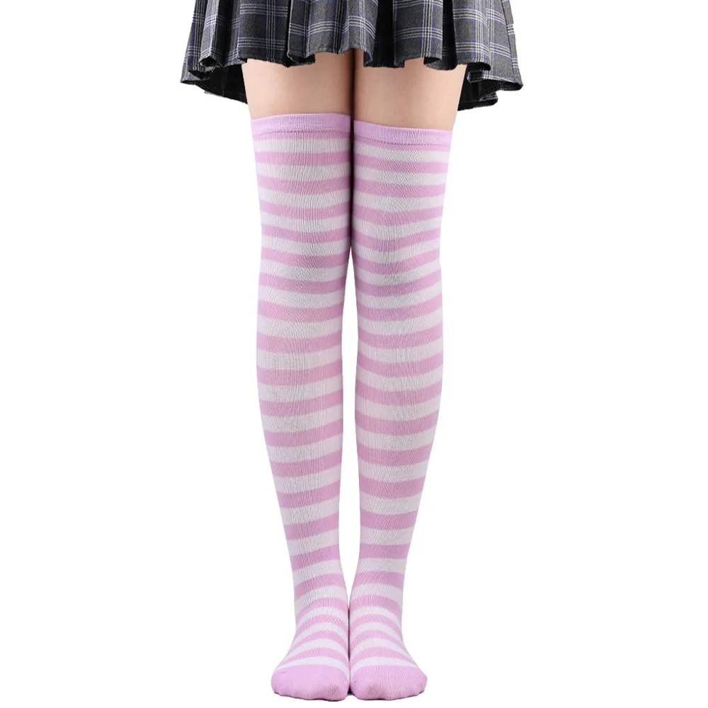 Striped Long Socks Women Over Knee High Stockings Christmas Halloween Cosplay Anime Performance Party Pinstripe Socks Gifts New
