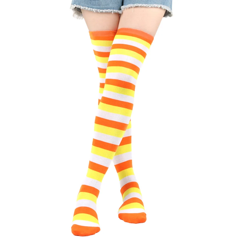 Striped Long Socks Women Over Knee High Stockings Christmas Halloween Cosplay Anime Performance Party Pinstripe Socks Gifts New