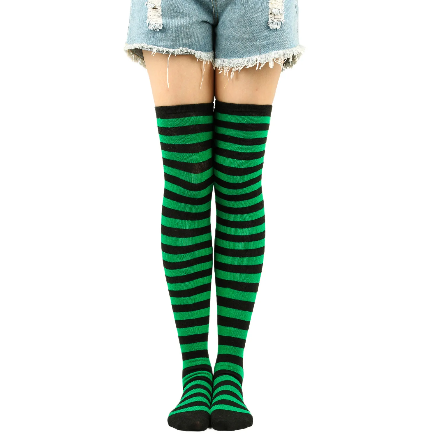 Striped Long Socks Women Over Knee High Stockings Christmas Halloween Cosplay Anime Performance Party Pinstripe Socks Gifts New
