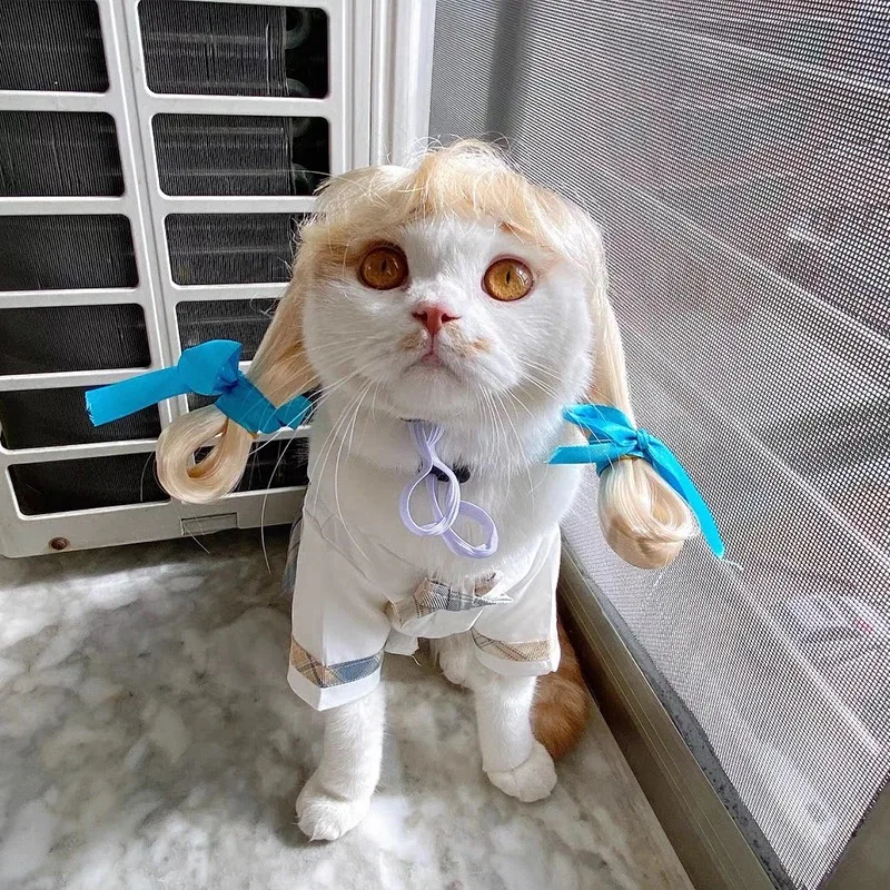 NONOR Pet Wigs Cosplay Props Funny Dogs Cats Cross-Dressing Hair Hat Costumes Head Accessories for Halloowen Christmas Supplies