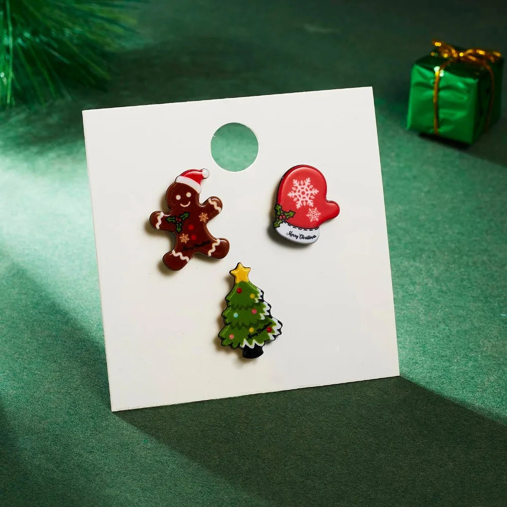 Fashion Xmas Brooch Badge Set for Women Christmas Pins Snowman Snowflake Deer Bell Hat Sock Tree Cartoon Cute Jewelry Gift