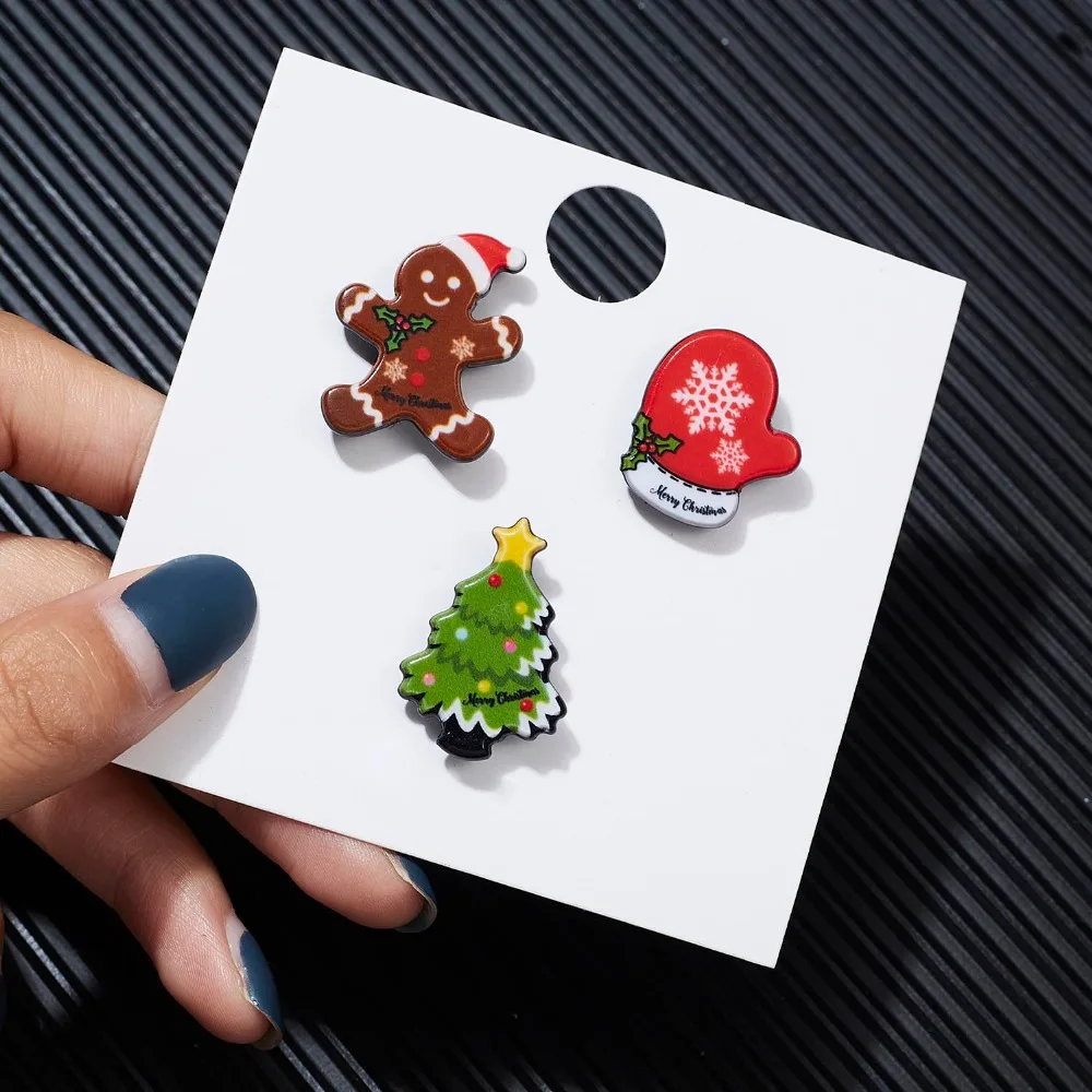 Fashion Xmas Brooch Badge Set for Women Christmas Pins Snowman Snowflake Deer Bell Hat Sock Tree Cartoon Cute Jewelry Gift