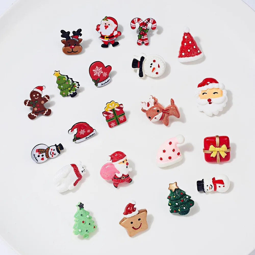Fashion Xmas Brooch Badge Set for Women Christmas Pins Snowman Snowflake Deer Bell Hat Sock Tree Cartoon Cute Jewelry Gift