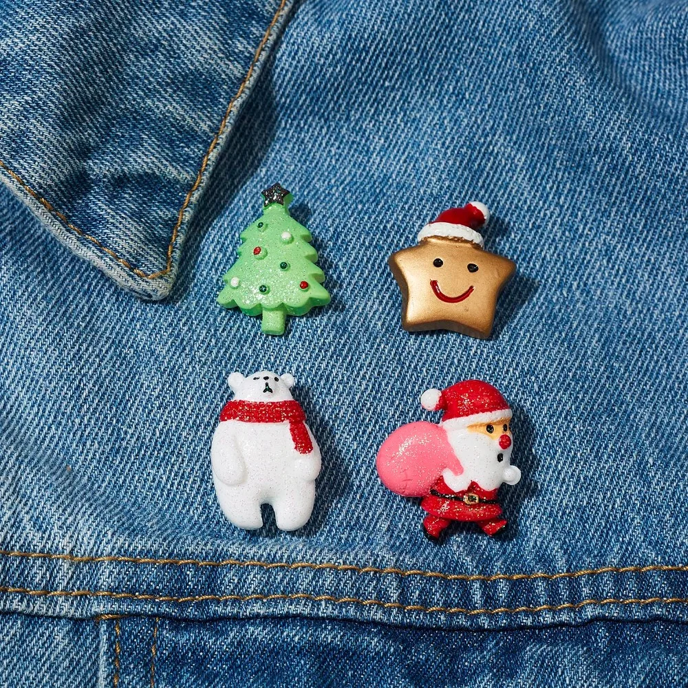 Fashion Xmas Brooch Badge Set for Women Christmas Pins Snowman Snowflake Deer Bell Hat Sock Tree Cartoon Cute Jewelry Gift