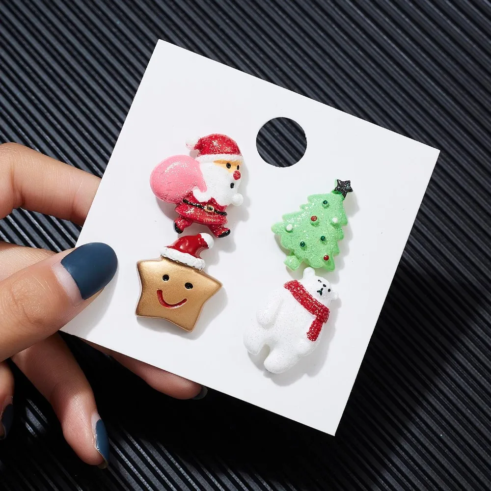 Fashion Xmas Brooch Badge Set for Women Christmas Pins Snowman Snowflake Deer Bell Hat Sock Tree Cartoon Cute Jewelry Gift