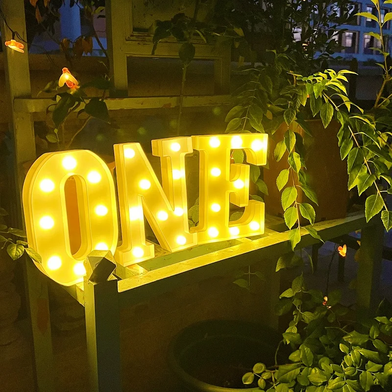 Alphabet Letter LED Lights Luminous Number Lamp Decor Battery Night Light for Home Wedding Birthday Christmas Party Decoration