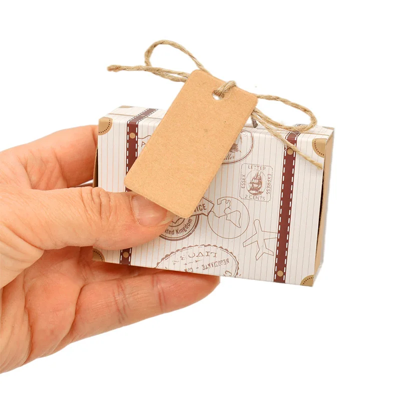 10/20pcs Travel Suitcase Candy Box Kraft Paper Gift Boxes Wedding Birthday Party Decoration Supplies Christmas Gift Packaging