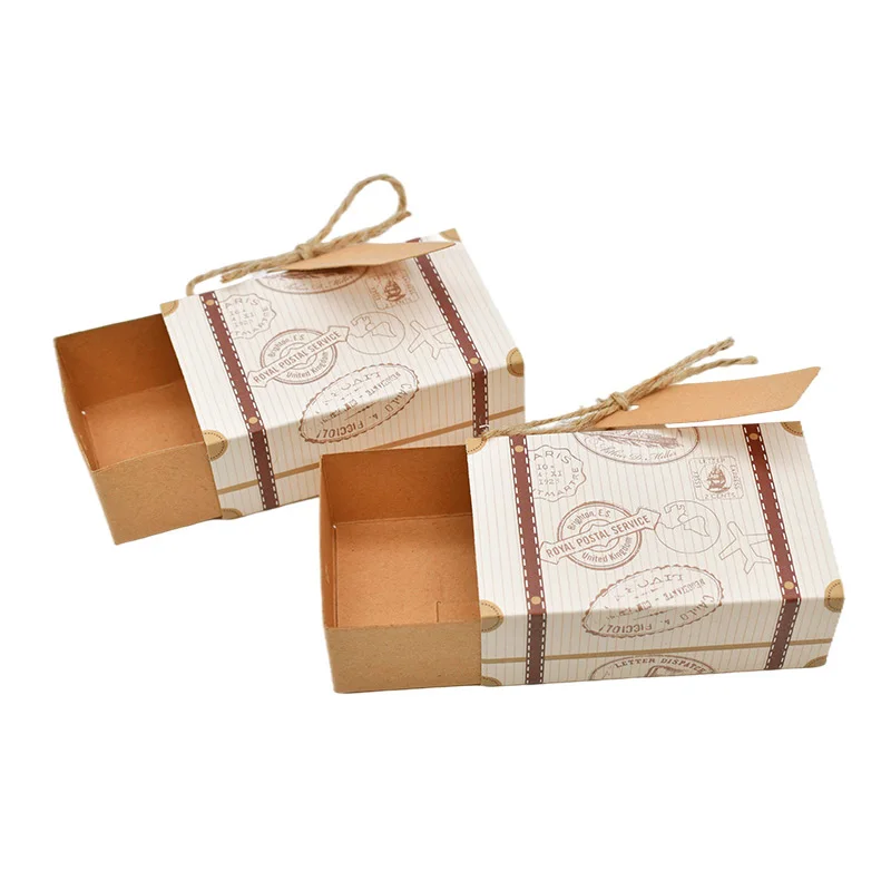 10/20pcs Travel Suitcase Candy Box Kraft Paper Gift Boxes Wedding Birthday Party Decoration Supplies Christmas Gift Packaging
