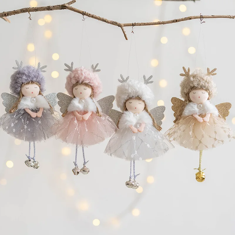 Noel 2022 Christmas Angel Plush Girls Pendant Christmas Tree Ornament Christmas Decoration for Home Xmas Gifts New Year 2023