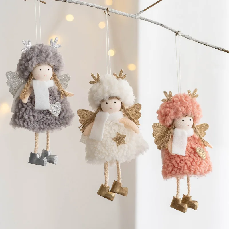 Noel 2022 Christmas Angel Plush Girls Pendant Christmas Tree Ornament Christmas Decoration for Home Xmas Gifts New Year 2023