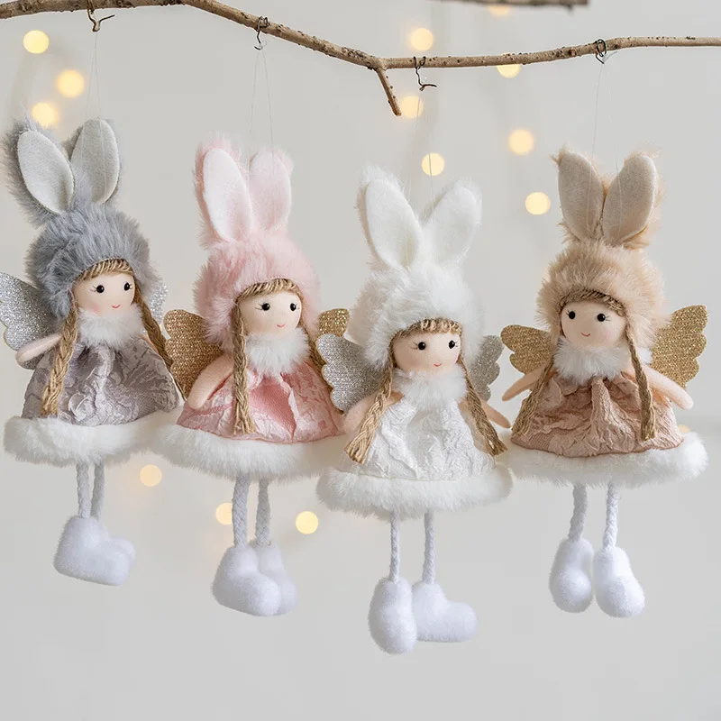 Noel 2022 Christmas Angel Plush Girls Pendant Christmas Tree Ornament Christmas Decoration for Home Xmas Gifts New Year 2023
