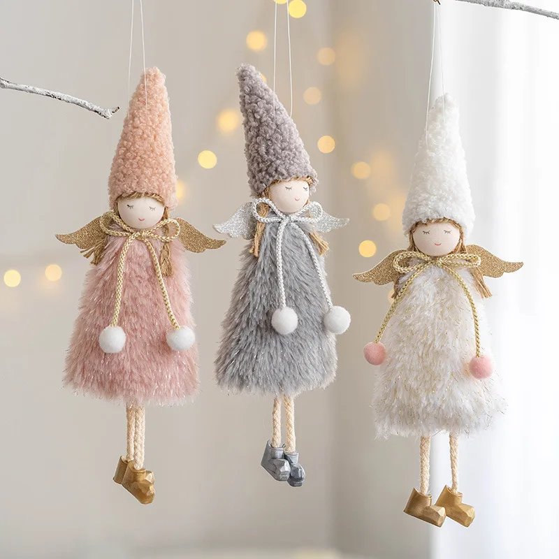 Noel 2022 Christmas Angel Plush Girls Pendant Christmas Tree Ornament Christmas Decoration for Home Xmas Gifts New Year 2023