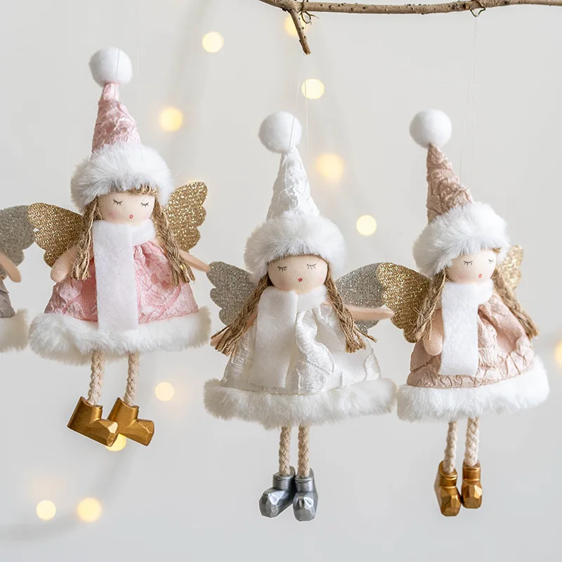 Noel 2022 Christmas Angel Plush Girls Pendant Christmas Tree Ornament Christmas Decoration for Home Xmas Gifts New Year 2023