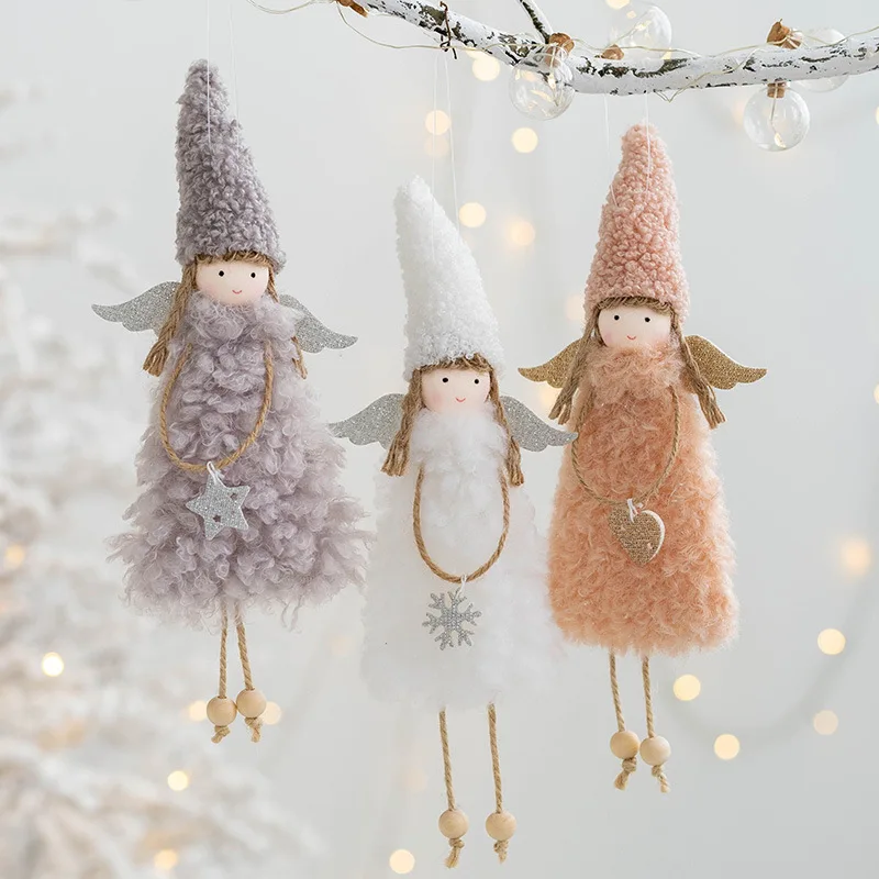 Noel 2022 Christmas Angel Plush Girls Pendant Christmas Tree Ornament Christmas Decoration for Home Xmas Gifts New Year 2023