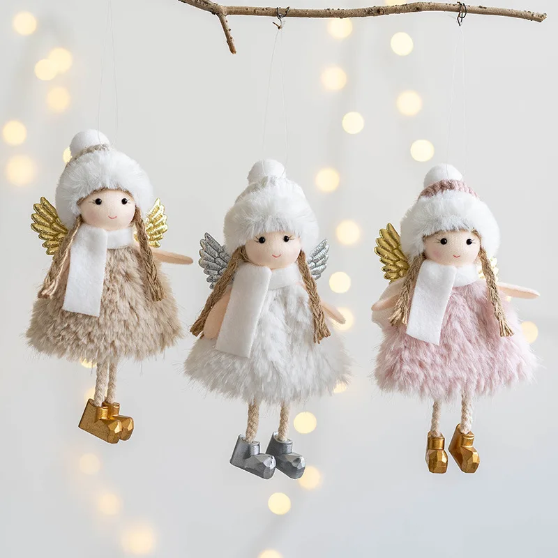 Noel 2022 Christmas Angel Plush Girls Pendant Christmas Tree Ornament Christmas Decoration for Home Xmas Gifts New Year 2023