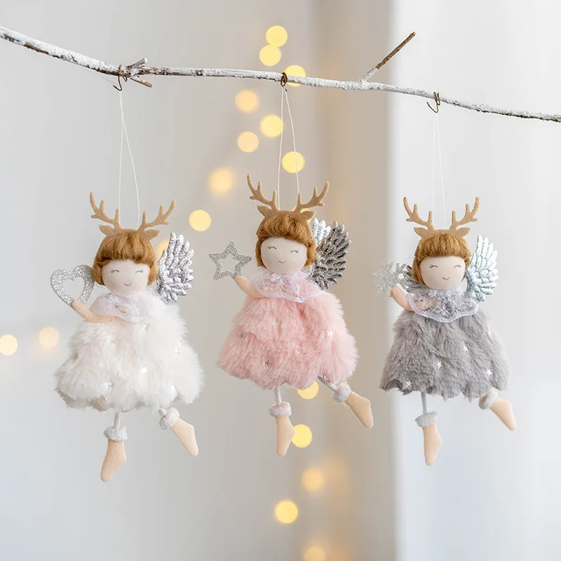 Noel 2022 Christmas Angel Plush Girls Pendant Christmas Tree Ornament Christmas Decoration for Home Xmas Gifts New Year 2023