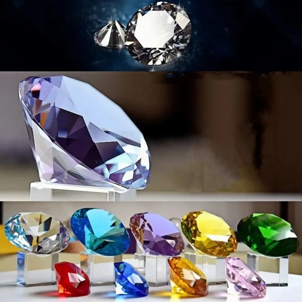 10 Colors Crystal Diamond Shaped Paperweight Decorative Cut Glass Giant Gemstone Wedding Home Decoration Christmas Gift