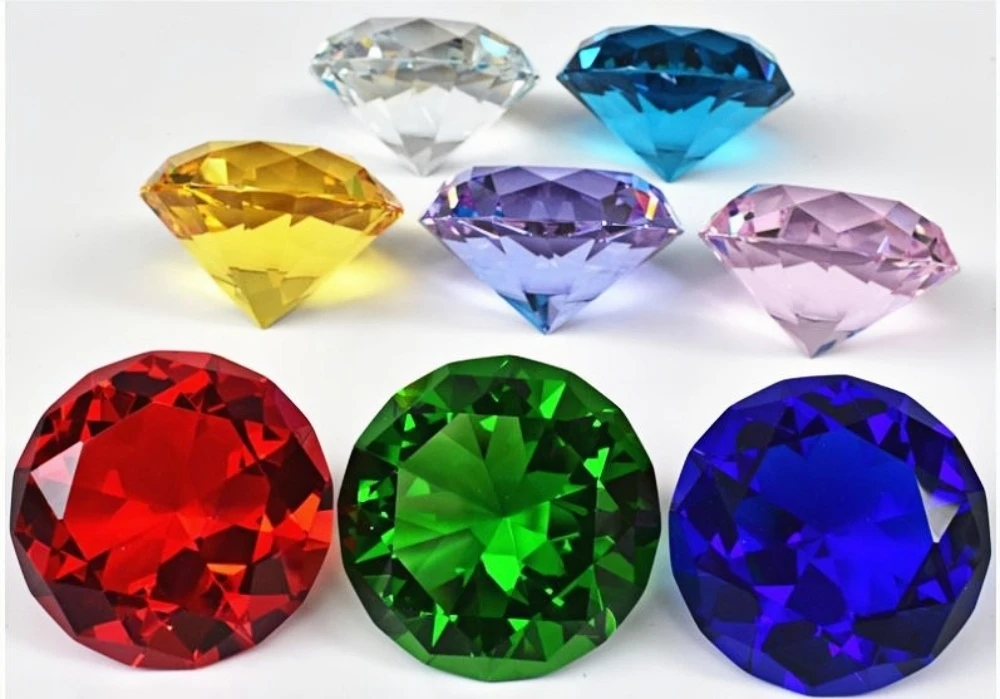 10 Colors Crystal Diamond Shaped Paperweight Decorative Cut Glass Giant Gemstone Wedding Home Decoration Christmas Gift