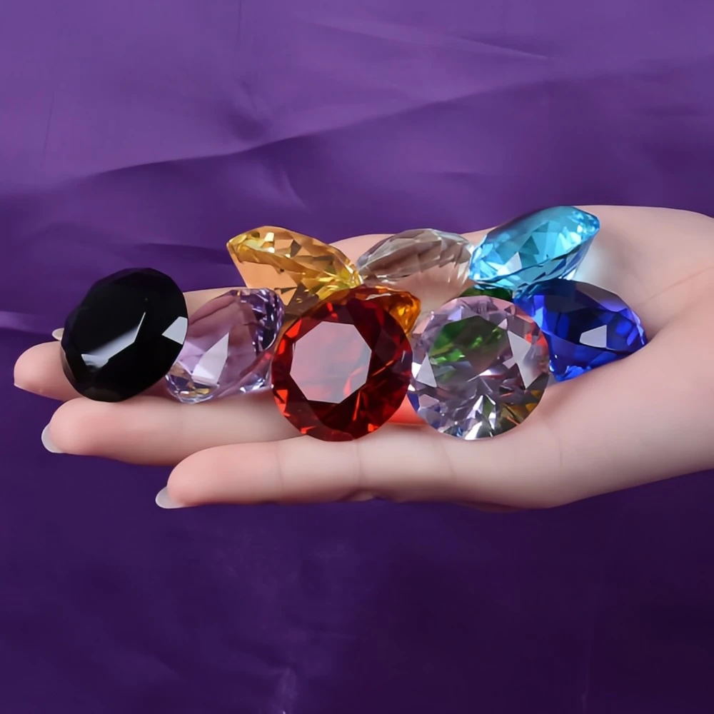 10 Colors Crystal Diamond Shaped Paperweight Decorative Cut Glass Giant Gemstone Wedding Home Decoration Christmas Gift