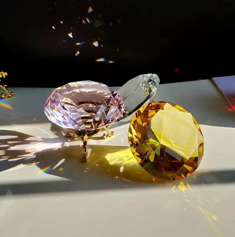 10 Colors Crystal Diamond Shaped Paperweight Decorative Cut Glass Giant Gemstone Wedding Home Decoration Christmas Gift