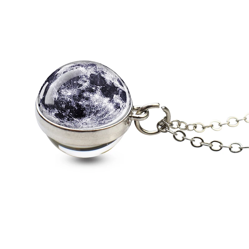 Solar System Planet Necklace Moon Earth Jupiter Neptune Mars Venus Mercury Glass Ball Pendant Necklace Fashion Christmas Gift