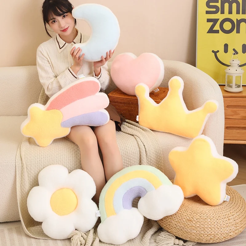 Love Moon Flower Rainbow Star Plush Pillows Lovely Soft Stuffed Cartoon Homedecor Cushion For Birthday Christmas Gift