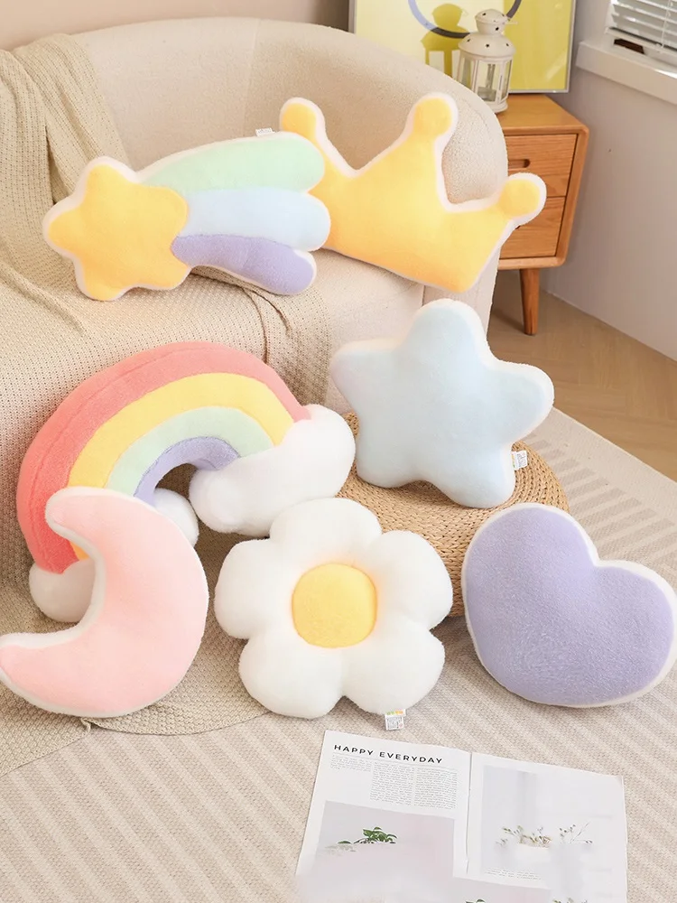 Love Moon Flower Rainbow Star Plush Pillows Lovely Soft Stuffed Cartoon Homedecor Cushion For Birthday Christmas Gift