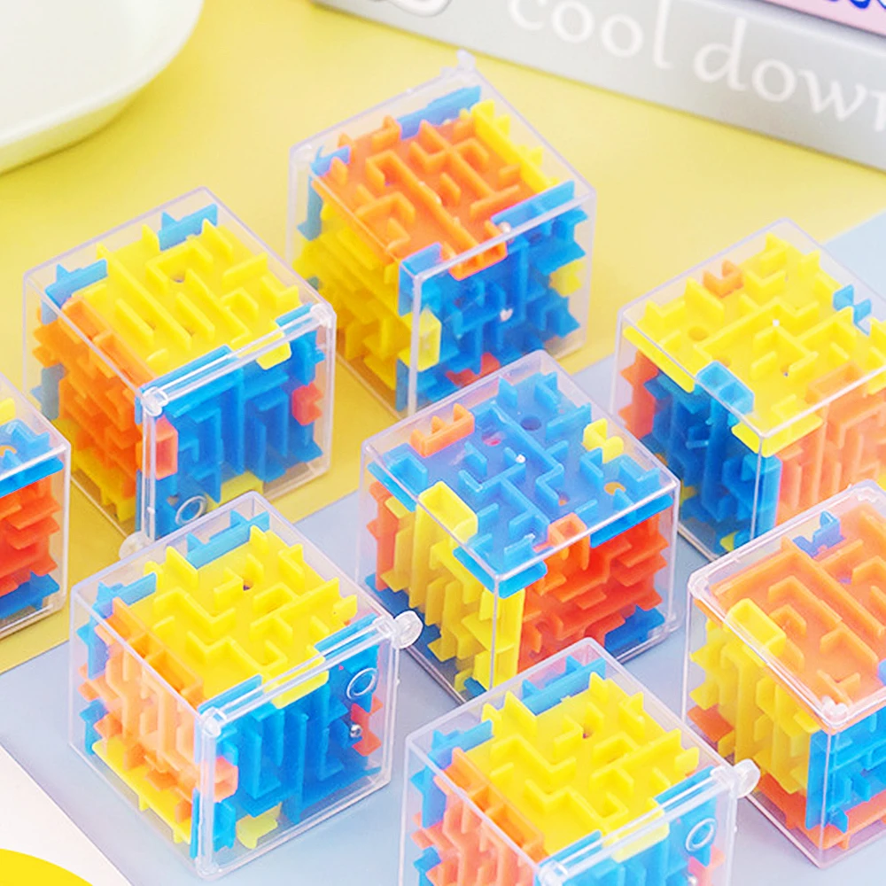 10Pcs Fun 3D Cube Rolling Beads Maze Educational Toys Boys Girls Birthday Wedding Guest Gift Giveaway Christmas Kids Gift Pinata