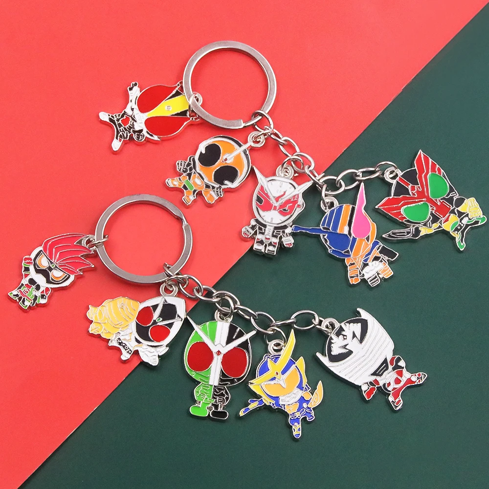 Anime Masked Kamen Rider Keychain Cartoon Figure Pendant Key Chain for Fans Collection Jewelry Christmas Gift