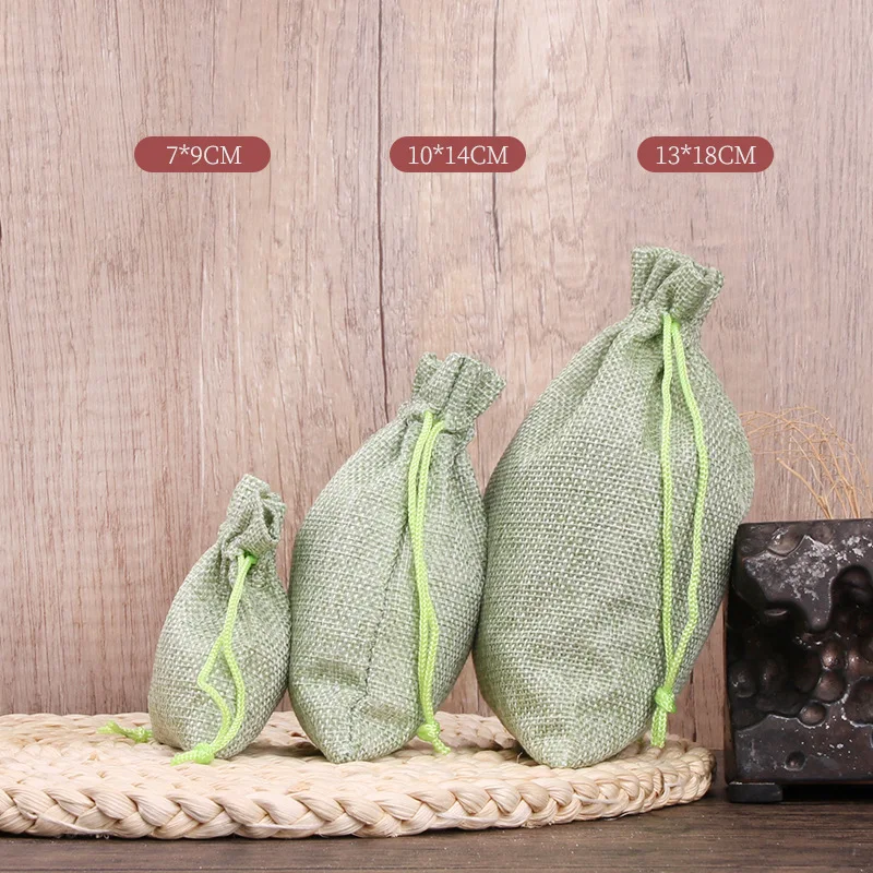 50pcs/lot Linen and Jute Drawstring Bag 7x9/10x14/13x18cm Jewelry Packaging Wedding Candy Christmas Party Gift Storage Bag
