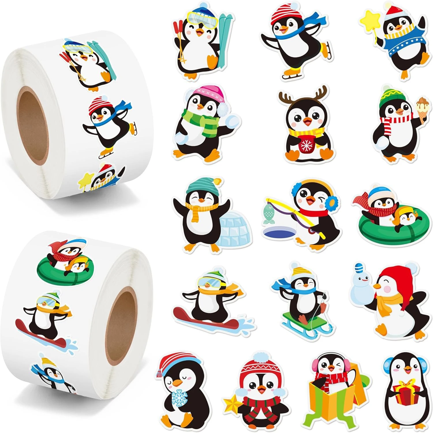 50-500pcs Penguin Animal Sticker Merry Christmas Stickers Christmas Theme Seal Labels For DIY Gift Baking Package Envelope