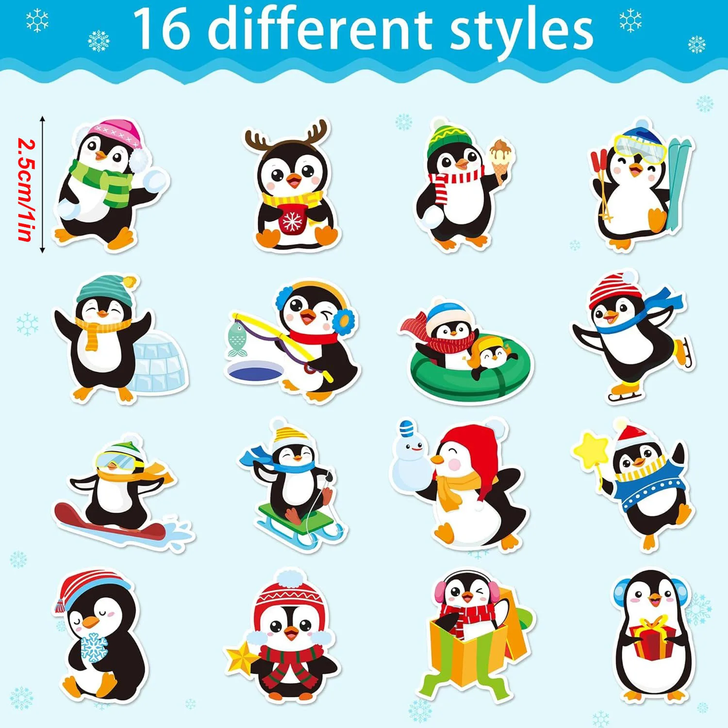 50-500pcs Penguin Animal Sticker Merry Christmas Stickers Christmas Theme Seal Labels For DIY Gift Baking Package Envelope