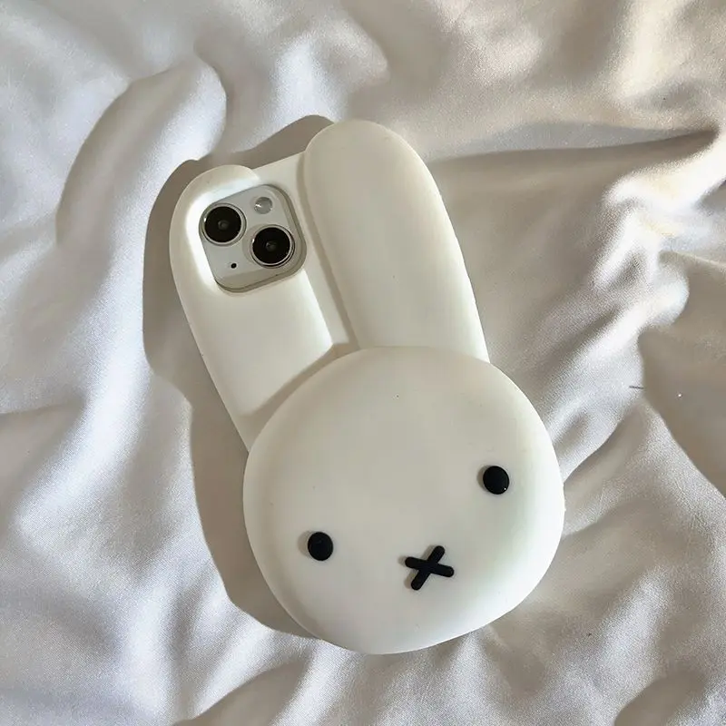 Kawaii Miffy Iphone 11/12/13/14/15/16ProMax Phone Case Silicone Anti-drop Simple All-wrap Soft Case Christmas Toy Gift
