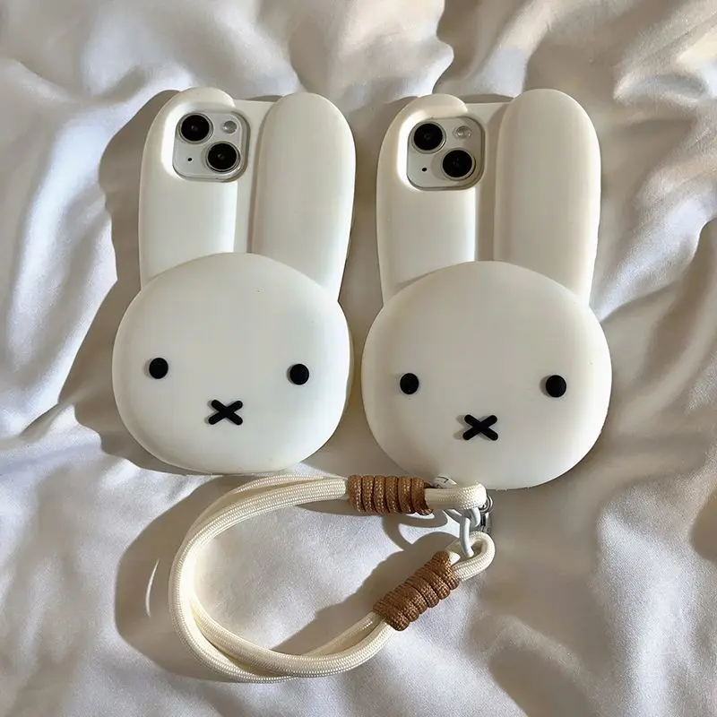 Kawaii Miffy Iphone 11/12/13/14/15/16ProMax Phone Case Silicone Anti-drop Simple All-wrap Soft Case Christmas Toy Gift