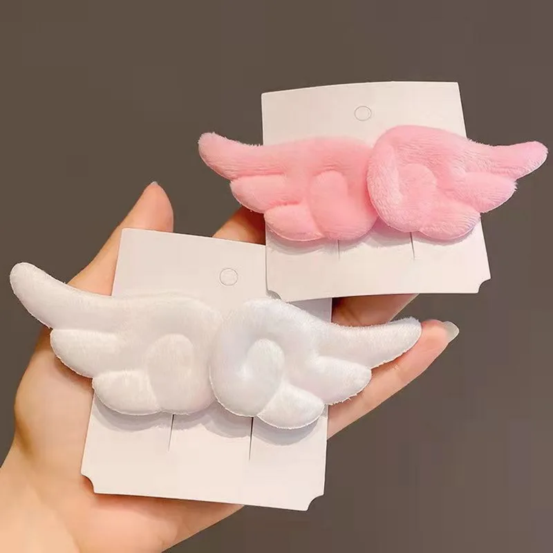 Angel Hair Clips Girls Kids Cartoon Plush Pins Barrette White Wing Hair Hoop Christmas Holiday Dress Up Hairpin Accessories