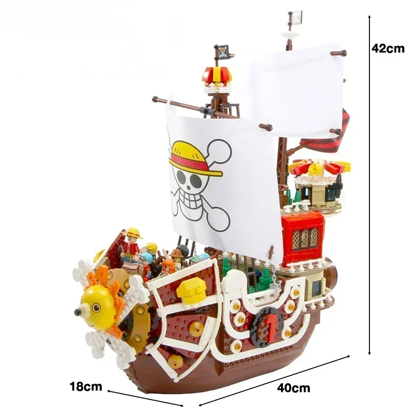One Piece 1484pcs/432Pcs+9Dolls Thousand Sunny Boat Blocks Cartoon Pirate Ship Bricks Set Toys for Children Christmas Gifts