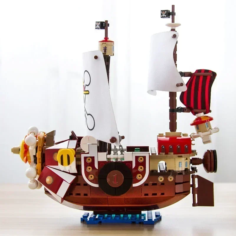 One Piece 1484pcs/432Pcs+9Dolls Thousand Sunny Boat Blocks Cartoon Pirate Ship Bricks Set Toys for Children Christmas Gifts