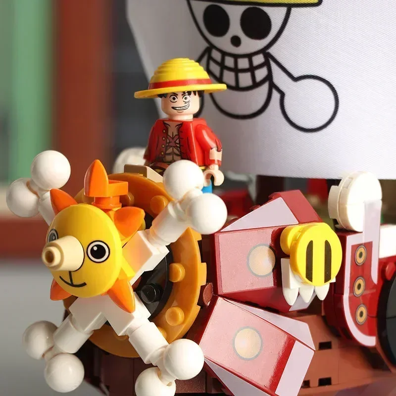 One Piece 1484pcs/432Pcs+9Dolls Thousand Sunny Boat Blocks Cartoon Pirate Ship Bricks Set Toys for Children Christmas Gifts