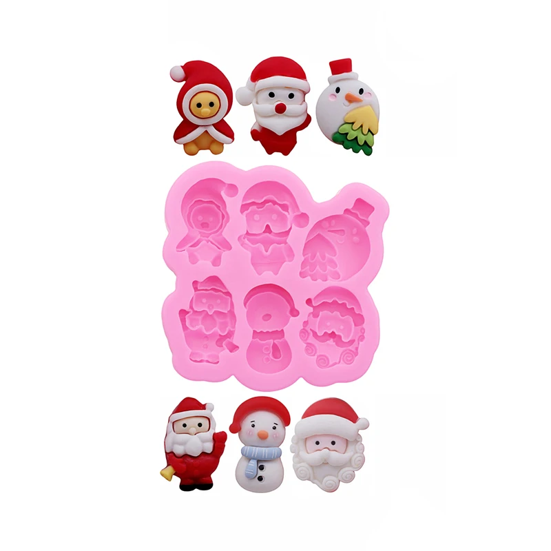 Christmas DIY Gnome Dwarf Keychain Clay Epoxy Resin Silicon Moulde Gnome Santa Claus Dwarf Mold Chocolate Cake Decoration Molds