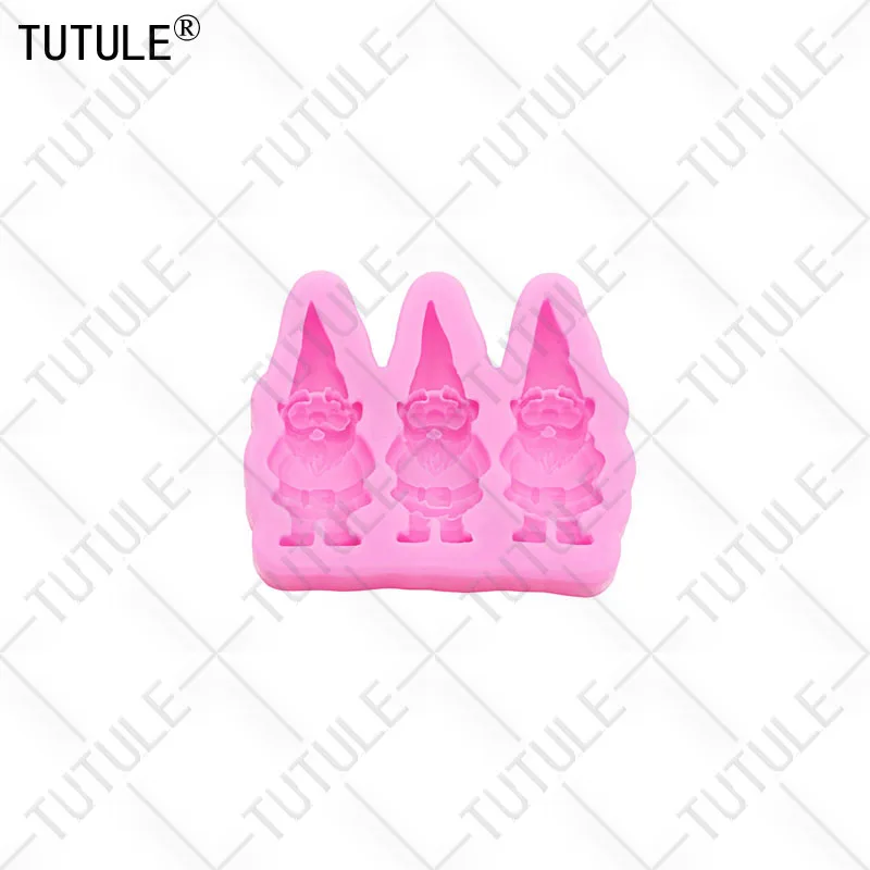 Christmas DIY Gnome Dwarf Keychain Clay Epoxy Resin Silicon Moulde Gnome Santa Claus Dwarf Mold Chocolate Cake Decoration Molds