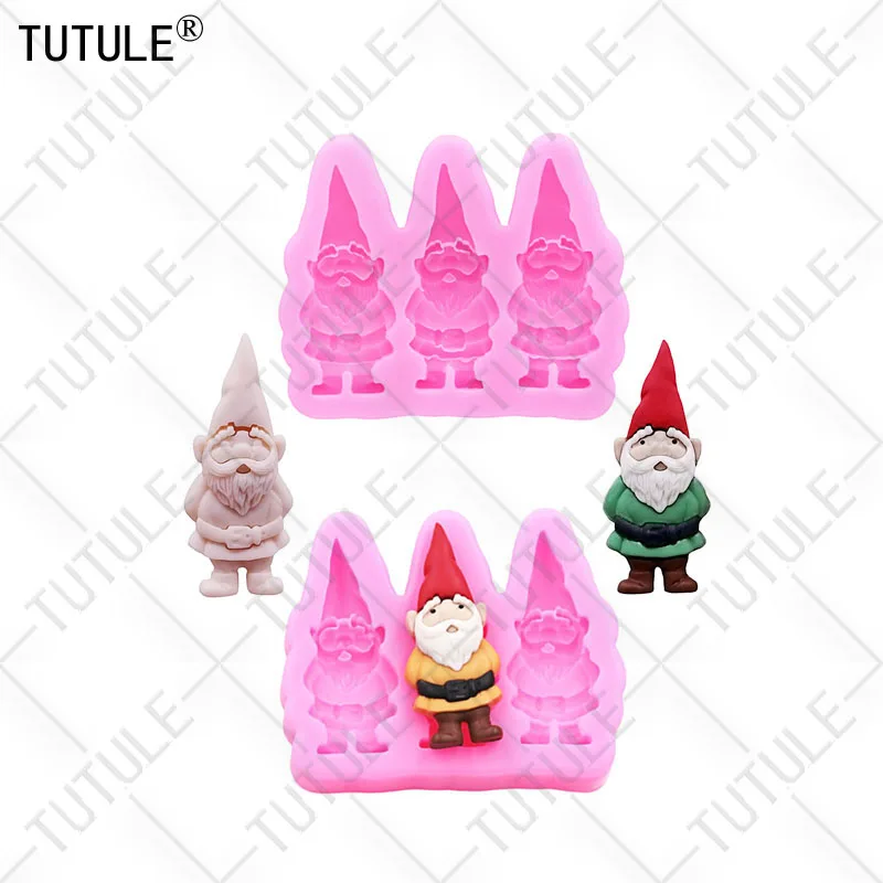 Christmas DIY Gnome Dwarf Keychain Clay Epoxy Resin Silicon Moulde Gnome Santa Claus Dwarf Mold Chocolate Cake Decoration Molds