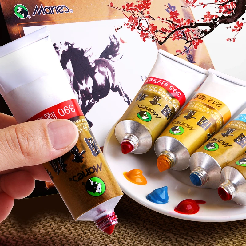 Marie's Chinese Painting Pigment 12/24/36 Colors 5ml/Tube, Watercolor Sumi Painting for Adults, Gift for Thanksgiving & Christma