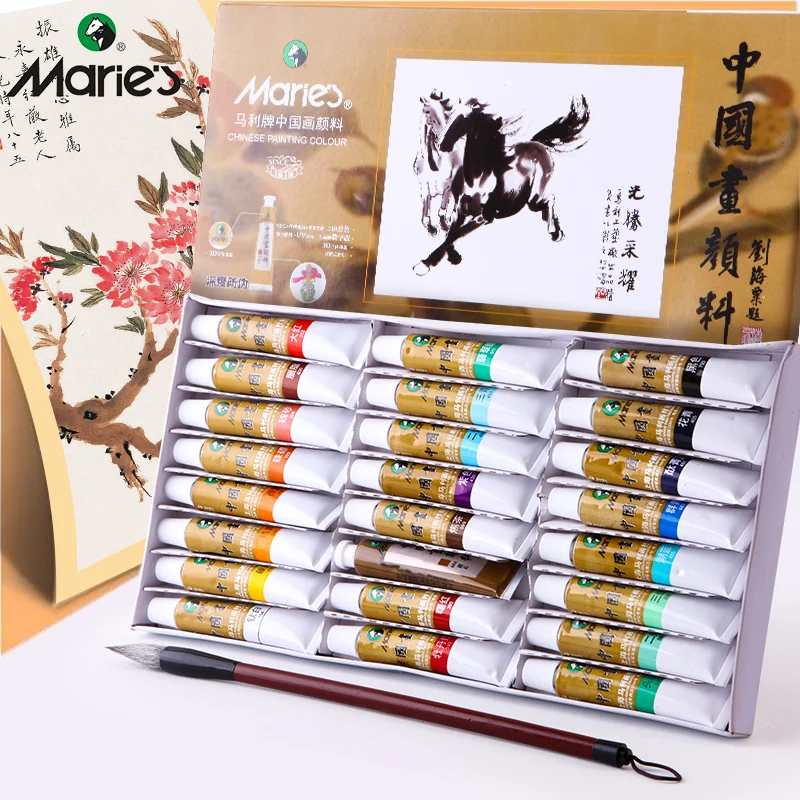 Marie's Chinese Painting Pigment 12/24/36 Colors 5ml/Tube, Watercolor Sumi Painting for Adults, Gift for Thanksgiving & Christma
