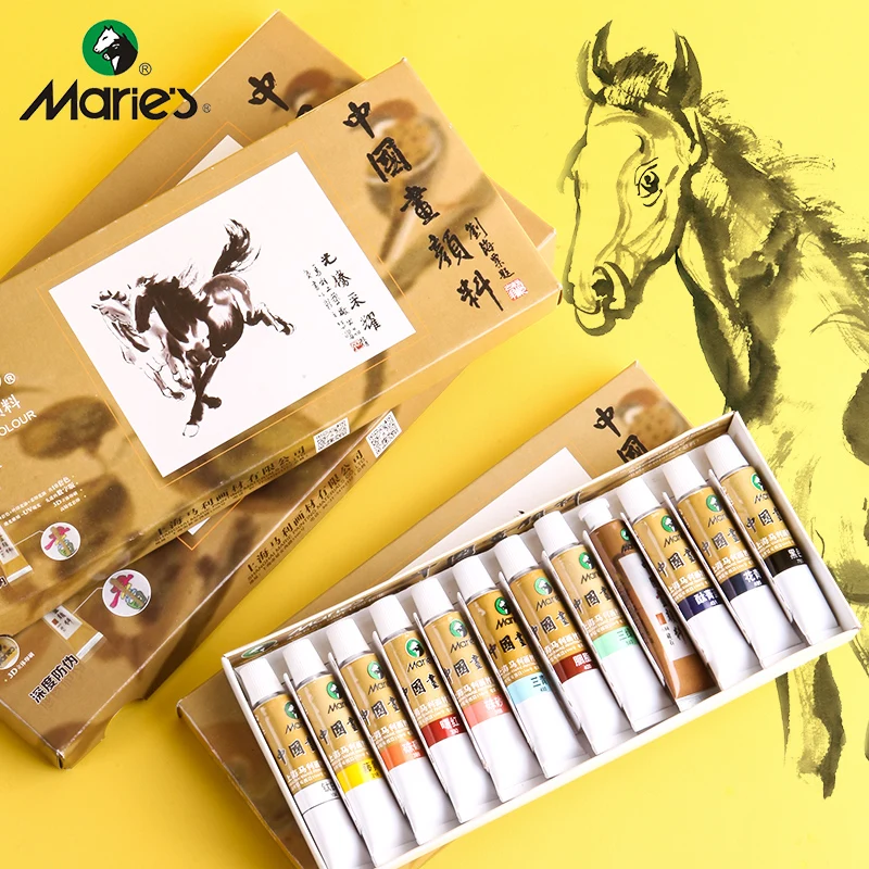 Marie's Chinese Painting Pigment 12/24/36 Colors 5ml/Tube, Watercolor Sumi Painting for Adults, Gift for Thanksgiving & Christma