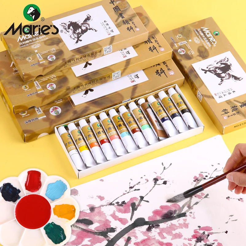 Marie's Chinese Painting Pigment 12/24/36 Colors 5ml/Tube, Watercolor Sumi Painting for Adults, Gift for Thanksgiving & Christma