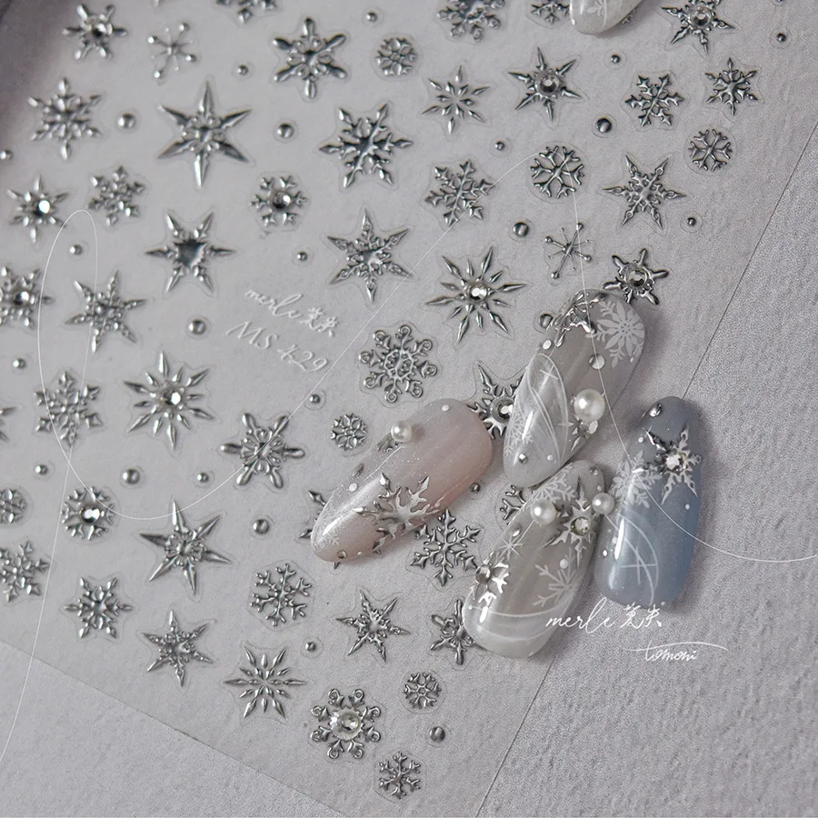 5D Laser Christmas Nail Stickers Crystal Diamond Nail Stickers Retro Gilded Snowflakes Self Adhesive Nail Art Decoration Sticker