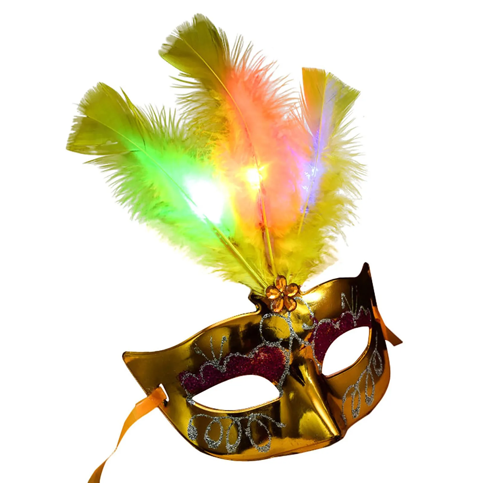Feather LED Glowing Masks Venice Carnival Halloween Christmas Light Up Masks Masquerade Birthday Wedding Party Cosplay Costume