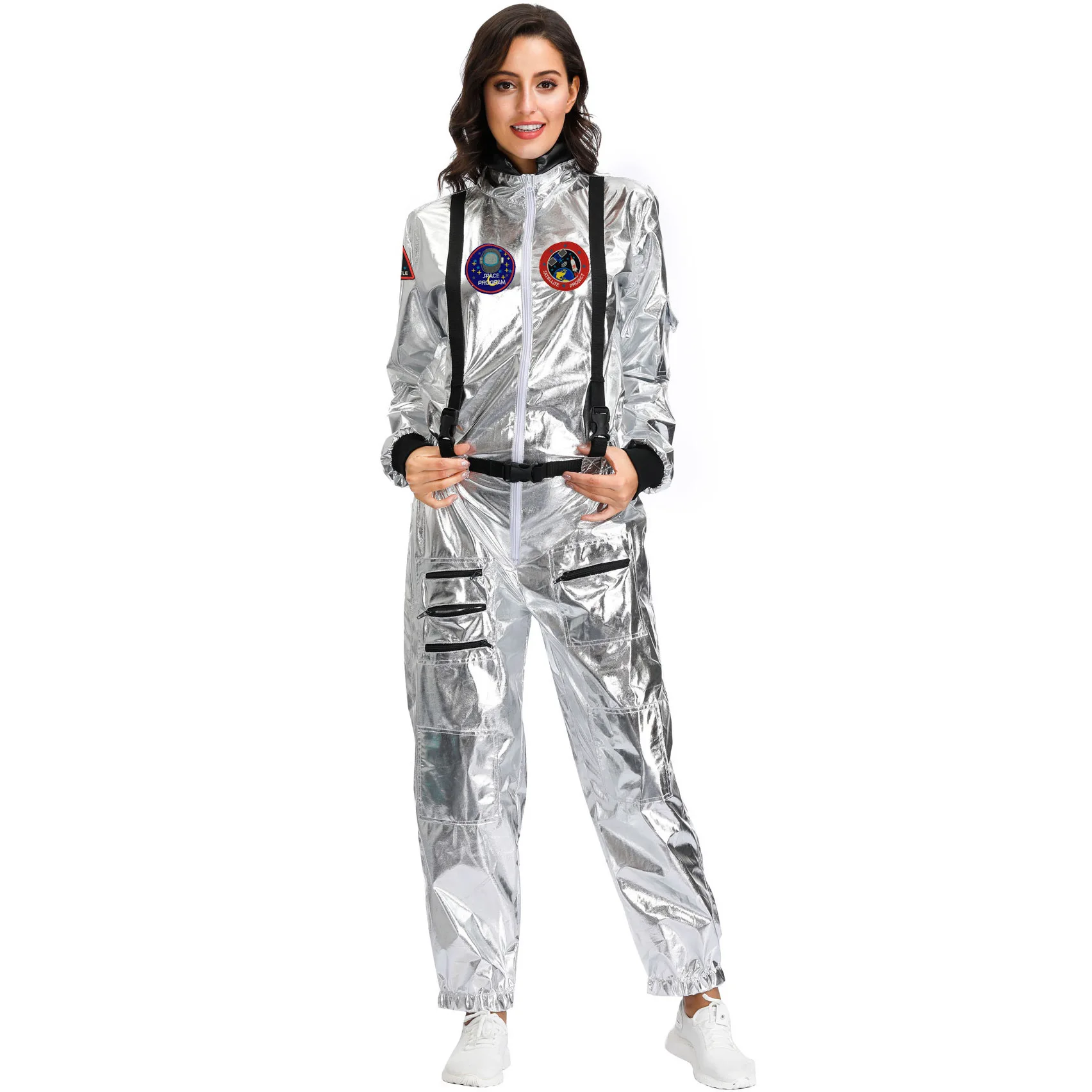Astronaut Costume Spacesuit Silver Spaceman Men Women Space Suit Halloween Christmas Performance Spacesuit Costume Party Gift