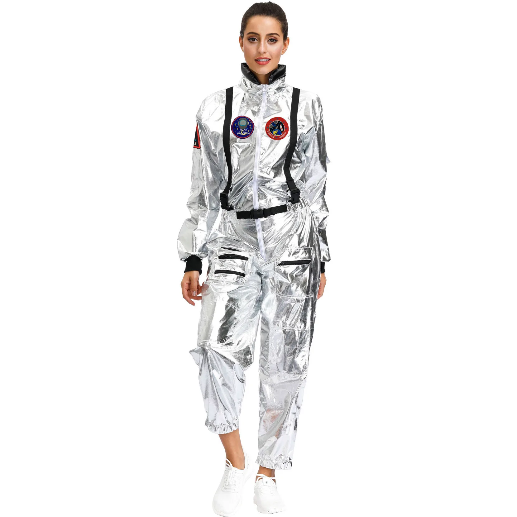 Astronaut Costume Spacesuit Silver Spaceman Men Women Space Suit Halloween Christmas Performance Spacesuit Costume Party Gift