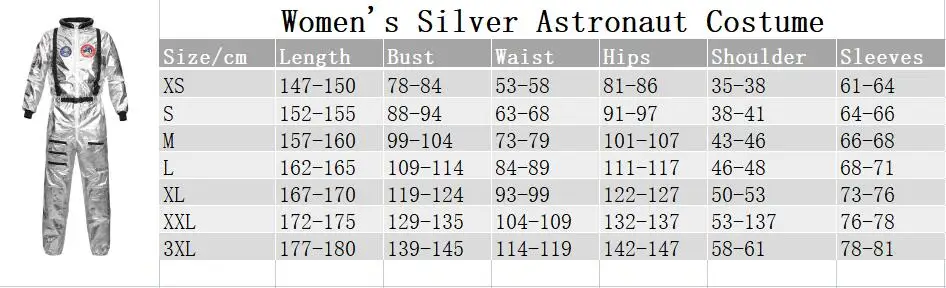 Astronaut Costume Spacesuit Silver Spaceman Men Women Space Suit Halloween Christmas Performance Spacesuit Costume Party Gift